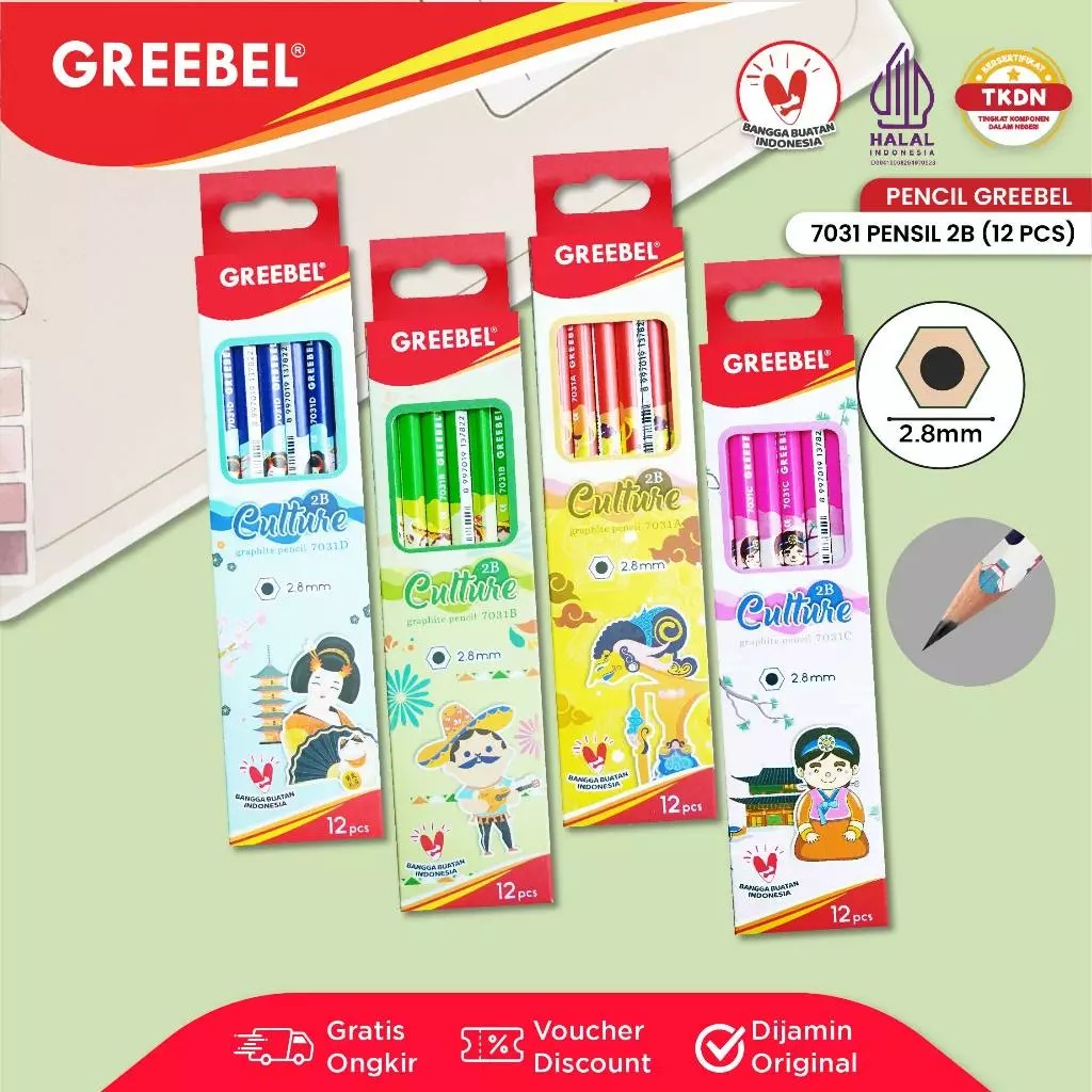 GREEBEL Pensil Kayu 2B - 7031 Culture