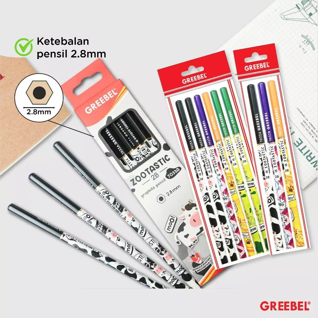 GREEBEL Pensil Kayu 2B - 7033 Zootastic