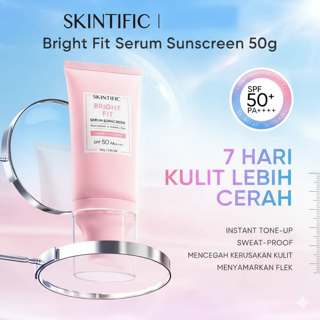 Skintific Bright Fit Glow & Protect Serum Sunscreen SPF50+ PA++++ 50gr