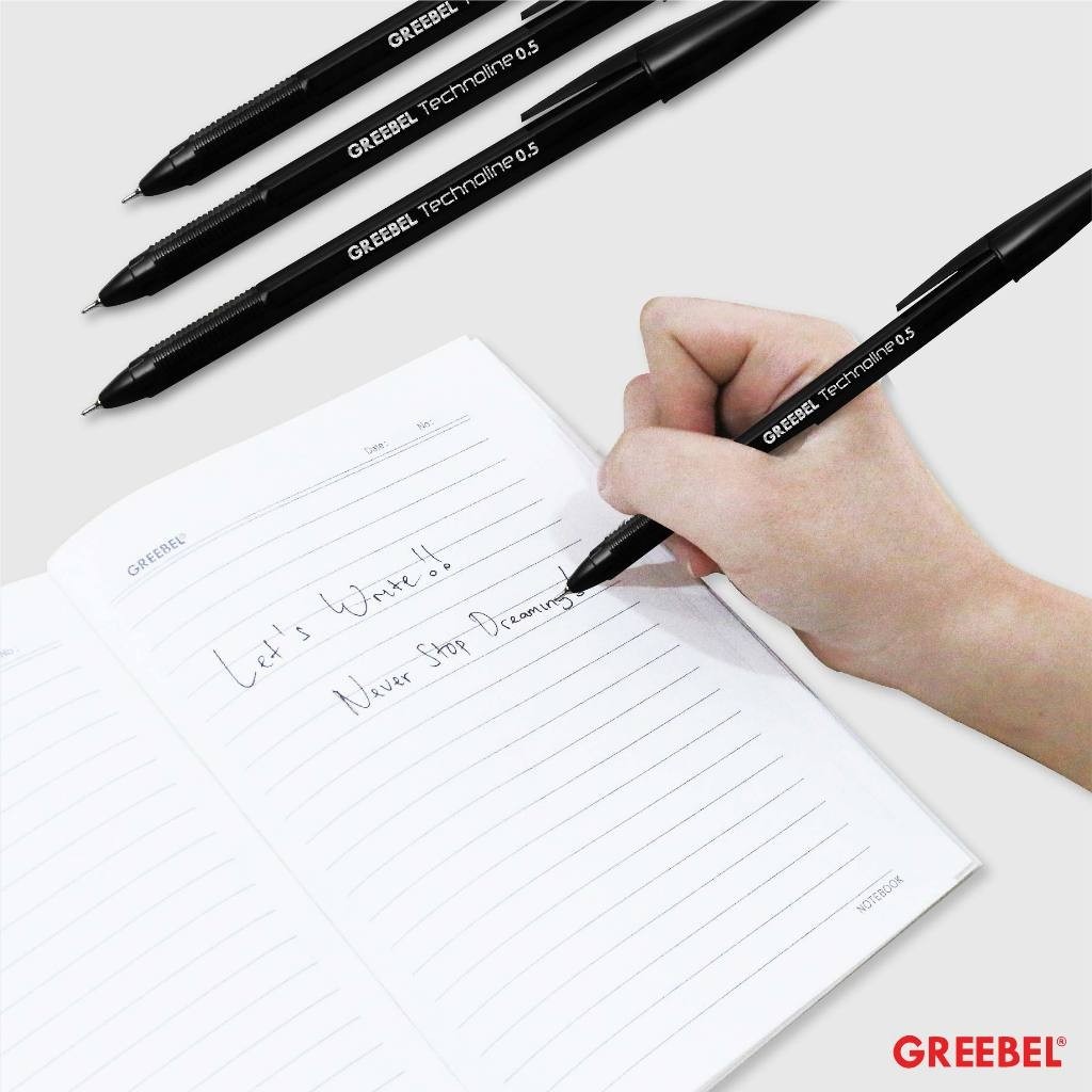 GREEBEL Ballpoint 0.5mm (Pulpen Dengan Tinta Premium) - TECHNOLINE BLACK