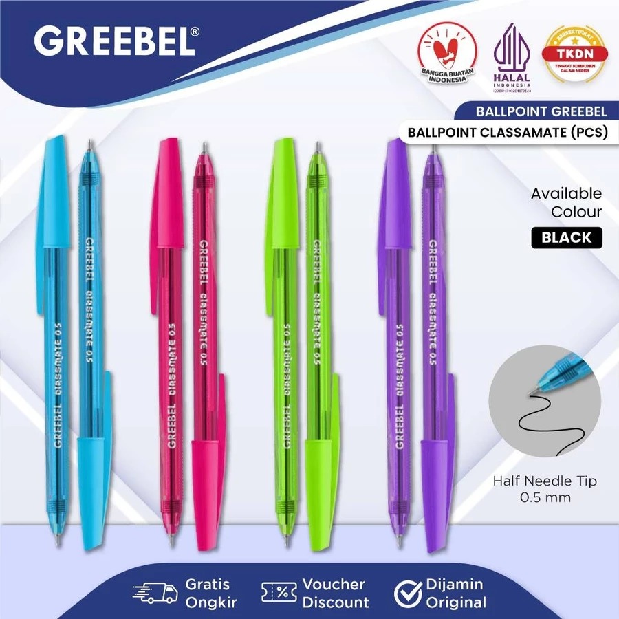 GREEBEL Ballpoint 0.5mm (Pulpen Tinta Premium) - CLASSMATE BLACK