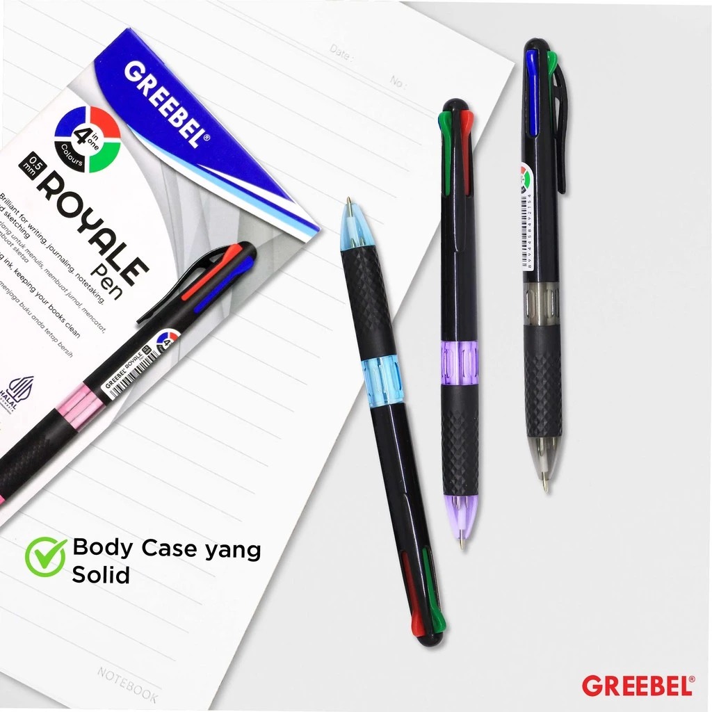 GREEBEL Ballpoint 0.5mm (Pulpen Tinta Premium) - ROYALE 4 COLOURS
