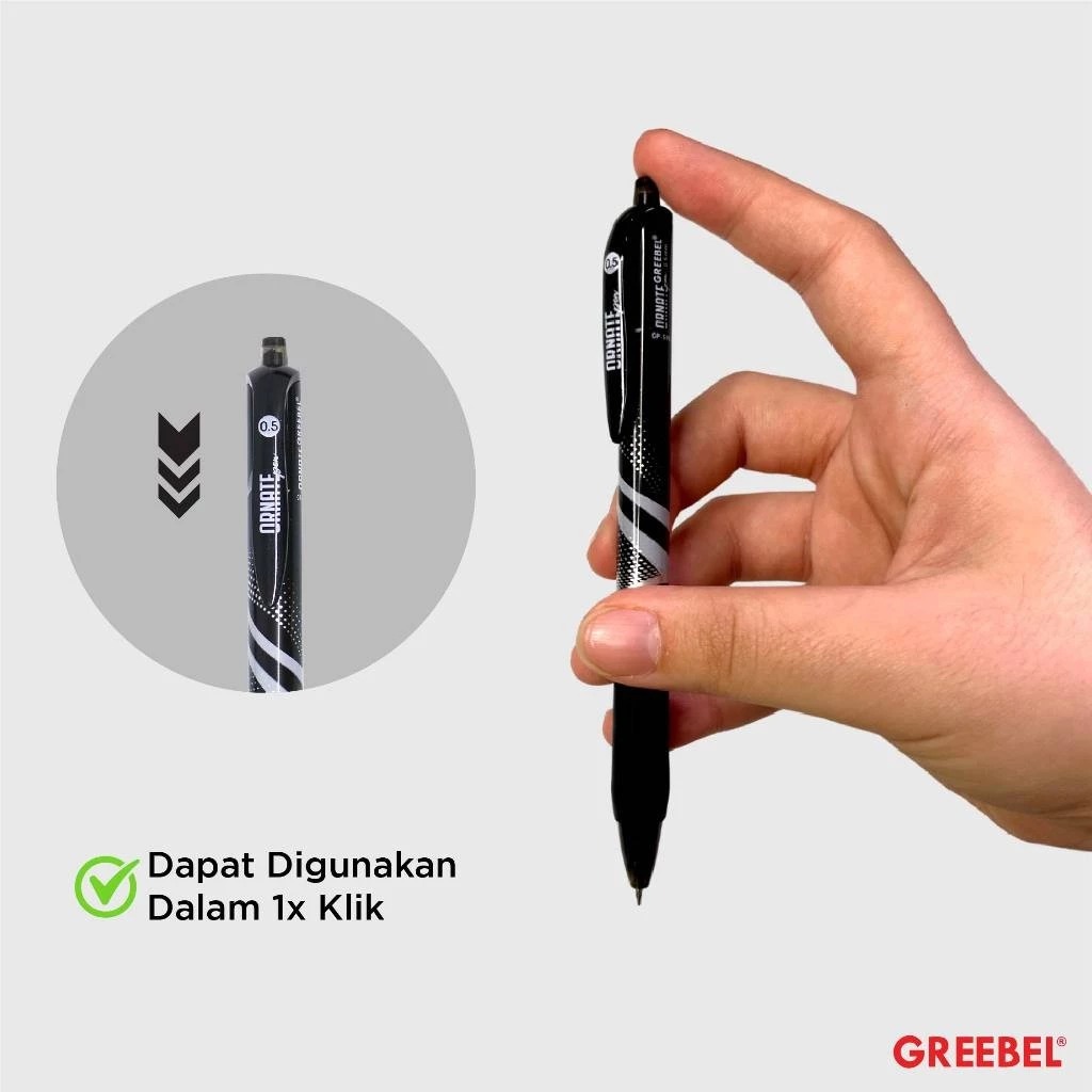 GREEBEL Gel Pen 0.5mm - GP505 ORNATE BLACK (Pulpen Gel Tinta Halus Nyaman Digunakan)