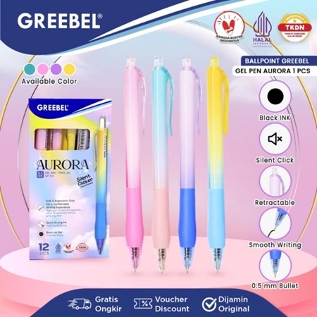 GREEBEL Gel Pen 0.5mm - GP511 AURORA (Pulpen Gel Tinta Halus Nyaman Digunakan)