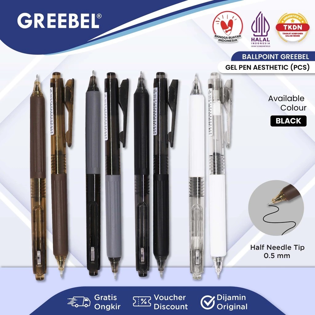GREEBEL Gel Pen 0.5mm - GP513 AESTHETIC (Pulpen Gel Tinta Halus Nyaman Digunakan)
