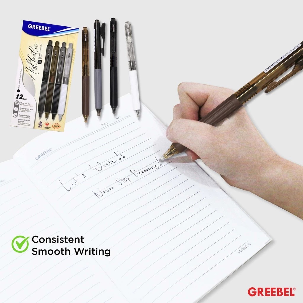 GREEBEL Gel Pen 0.5mm - GP513 AESTHETIC (Pulpen Gel Tinta Halus Nyaman Digunakan)