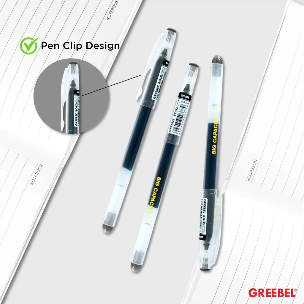 GREEBEL Gel Pen 0.5mm - GP516 BOLD LINER (Pulpen Gel Tinta Halus Nyaman Digunakan)