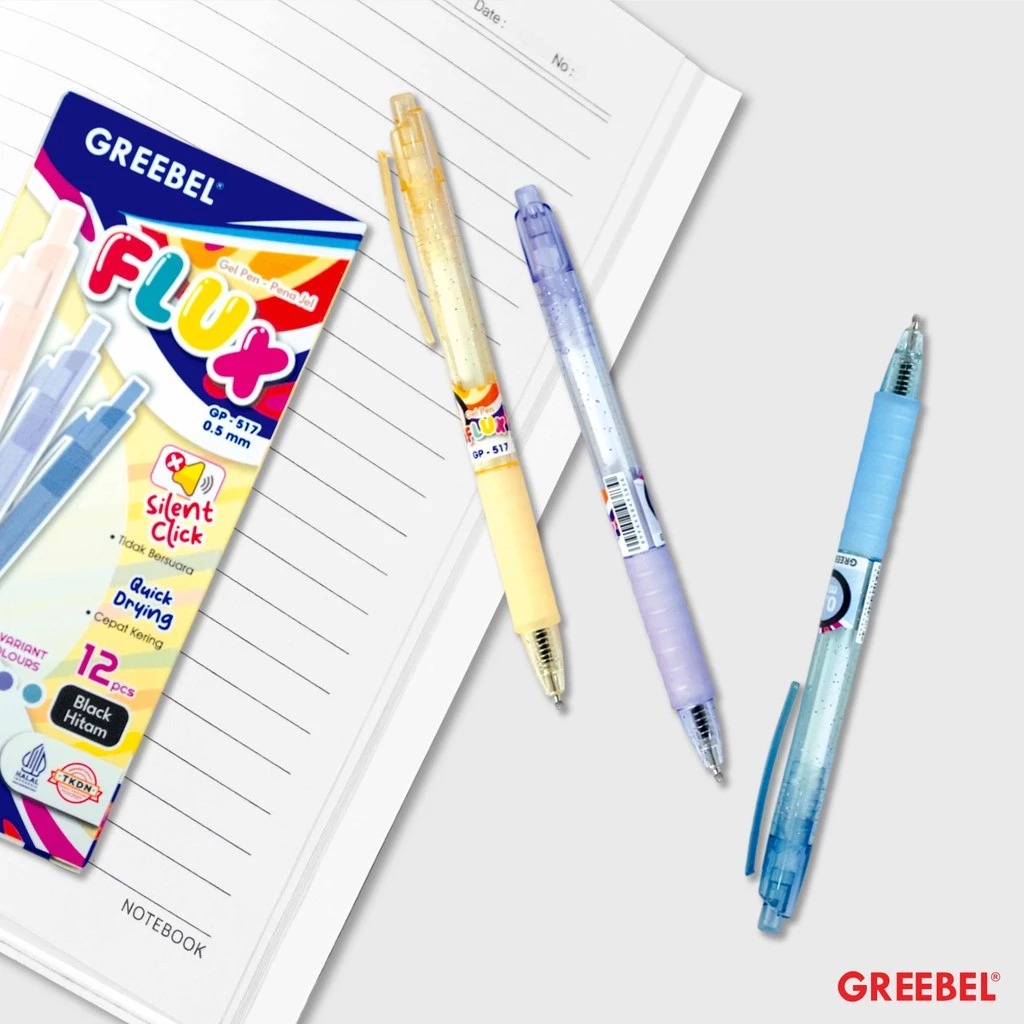 GREEBEL Gel Pen 0.5mm - GP517 FLUX (Pulpen Gel Tinta Halus Nyaman Digunakan)