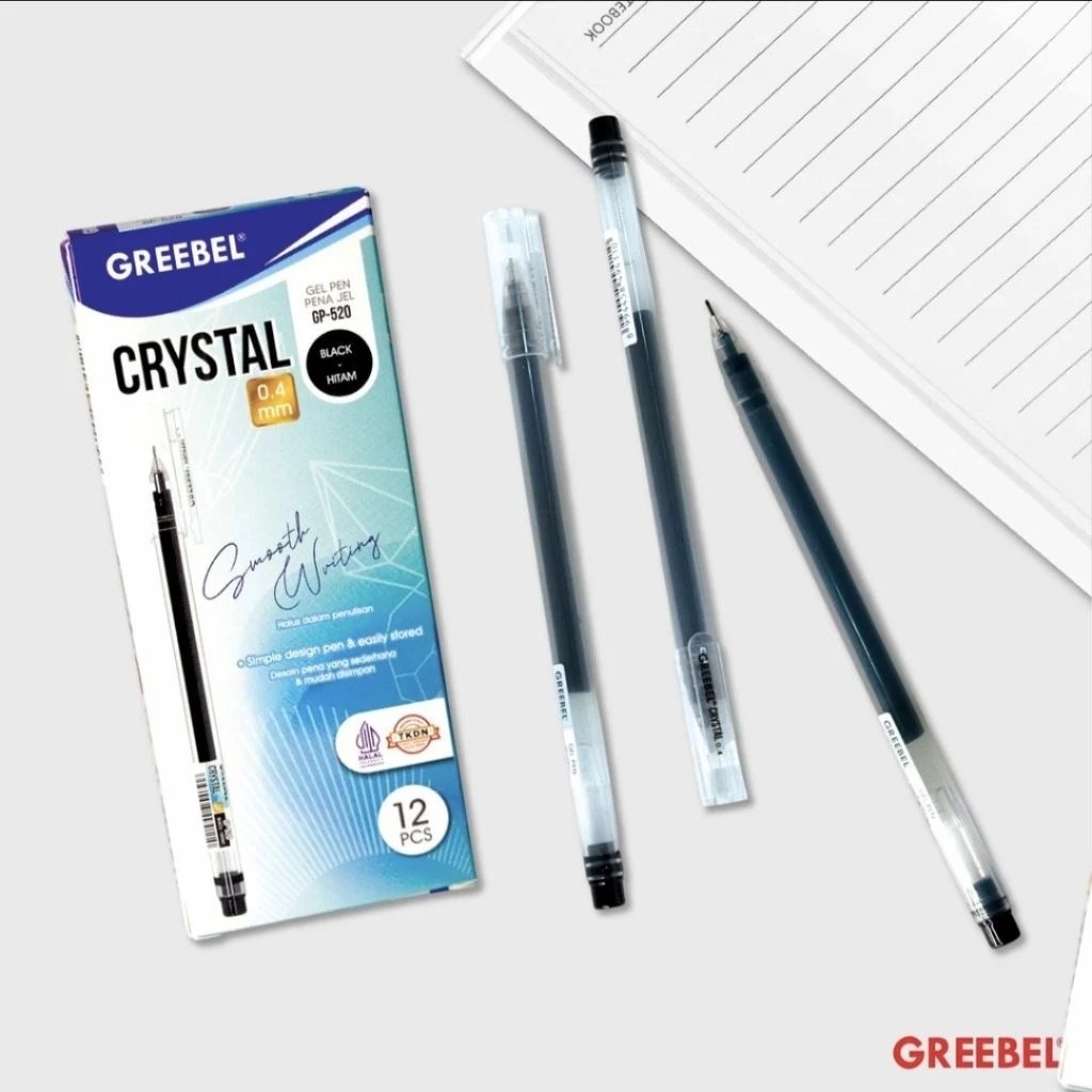 GREEBEL Gel Pen 0.5mm - GP520 CRYSTAL (Pulpen Gel Tinta Halus Nyaman Digunakan)