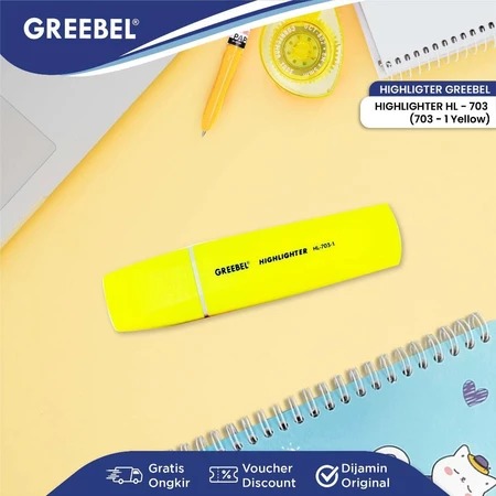 GREEBEL Highlighter Stabilo (Penanda Teks untuk Sekolah & Kantor) - YELLOW