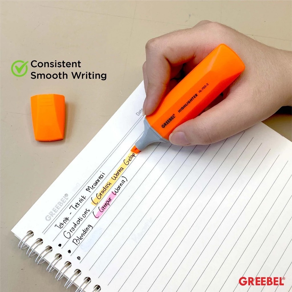 GREEBEL Highlighter Stabilo (Penanda Teks untuk Sekolah & Kantor) - YELLOW