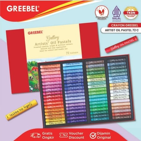 GREEBEL Artists Oil Pastels Crayon - 72C (Crayon Pelajar & Seniman Best Quality)