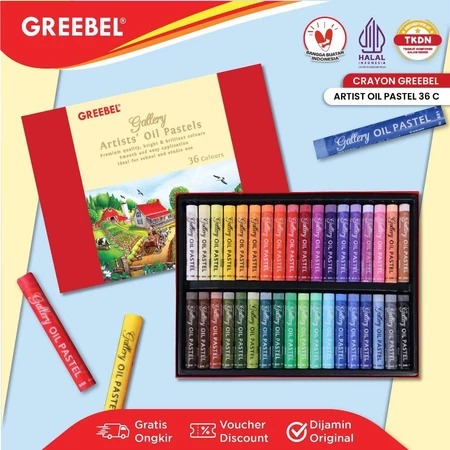 GREEBEL Artists Oil Pastels Crayon - 36C (Crayon Pelajar & Seniman Best Quality)
