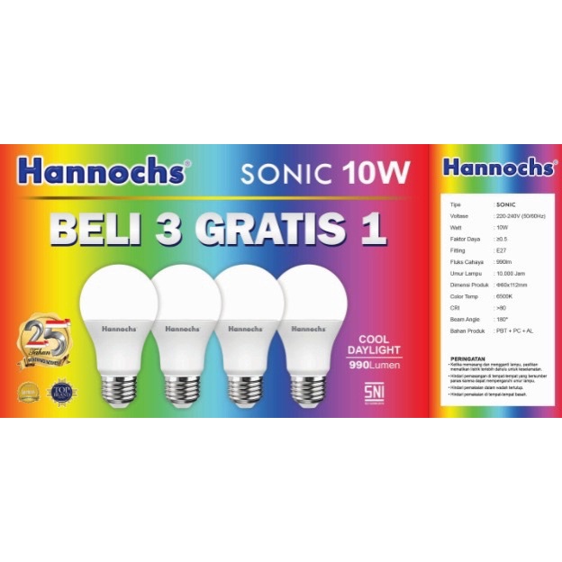 HANNOCHS Sonic Bohlam LED Multipack 4in1 - 10 Watt (10W) CDL HANNOCHS Sonic Bohlam LED Multipack 4in1 - 10 Watt (10W) CDL