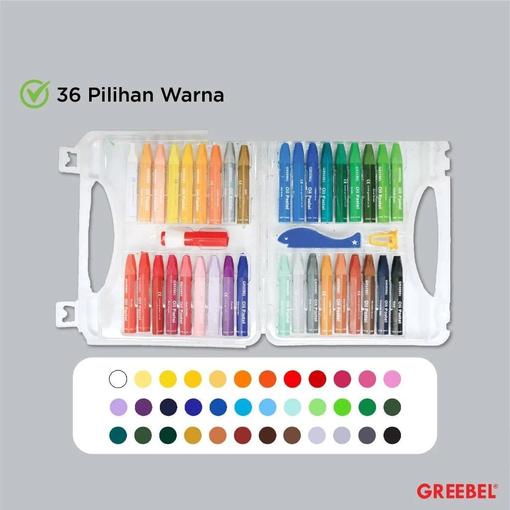 GREEBEL Crayon Kids Oil Pastels - 36C (Pilihan Lengkap & Mudah Digunakan Anak)