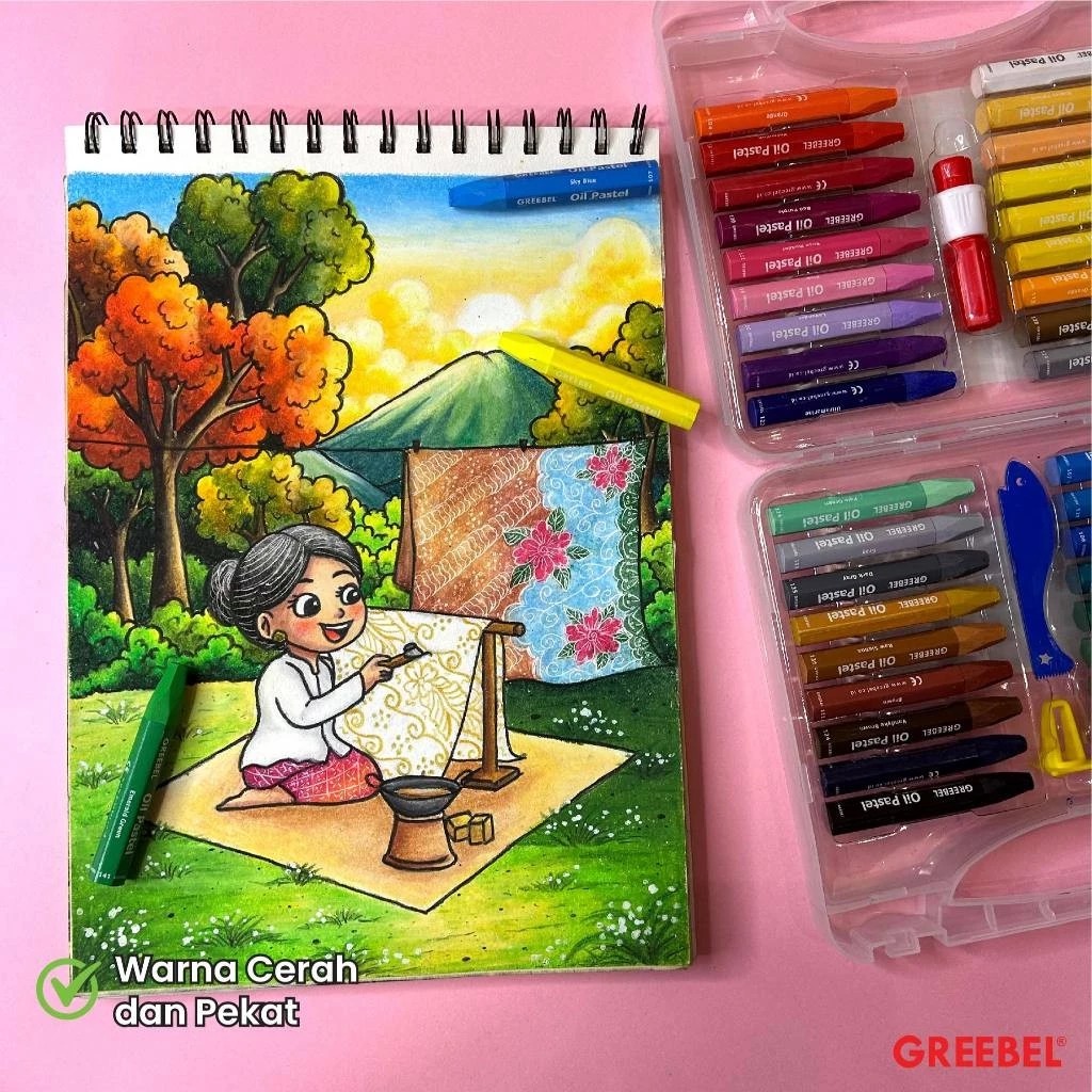 GREEBEL Crayon Kids Oil Pastels - 36C (Pilihan Lengkap & Mudah Digunakan Anak)