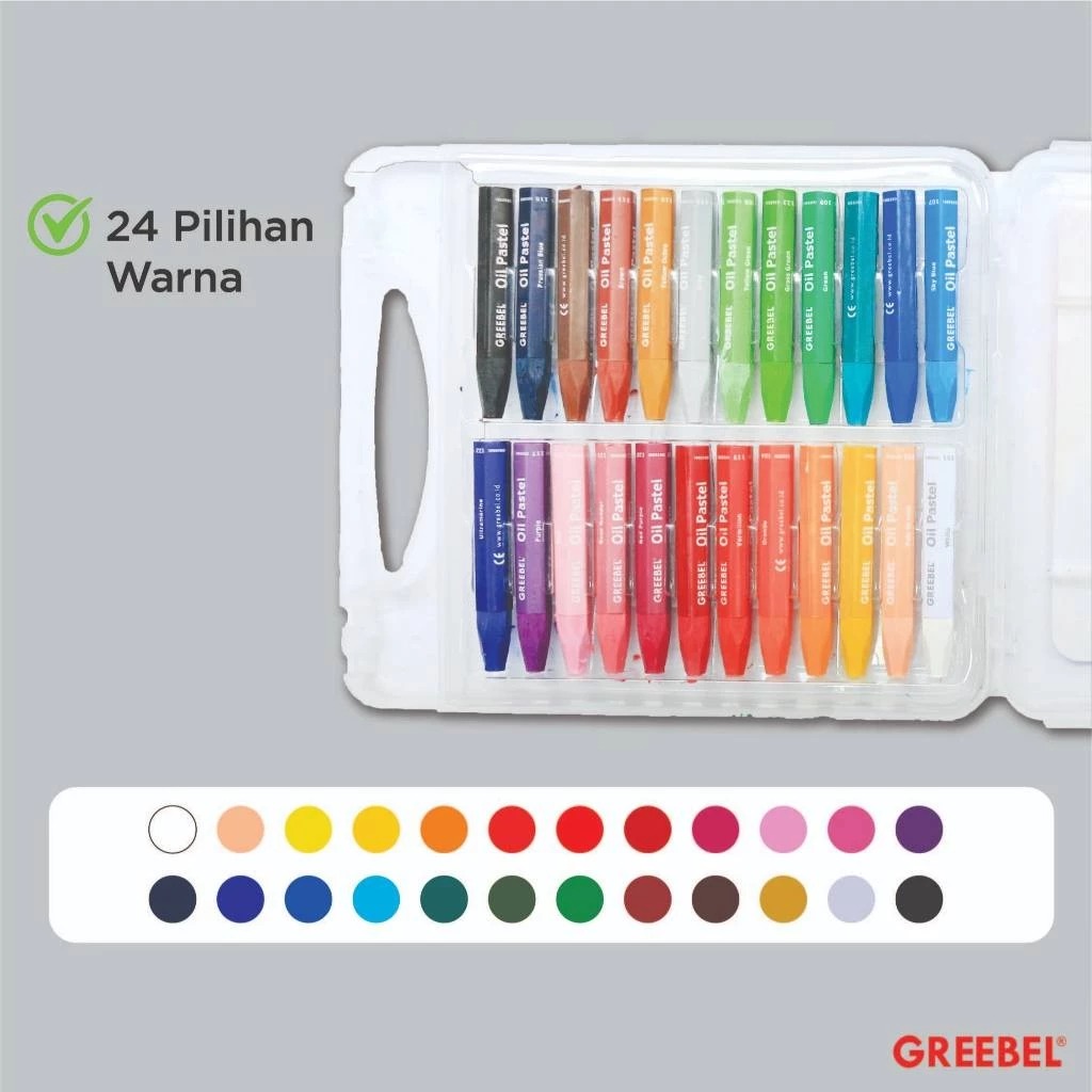GREEBEL Crayon Kids Oil Pastels - 24C (Pilihan Lengkap & Mudah Digunakan Anak)