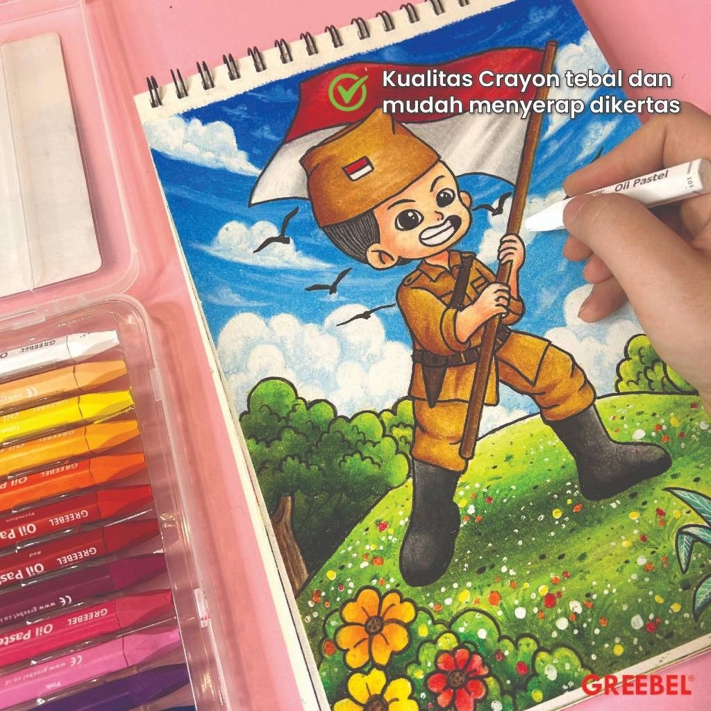 GREEBEL Crayon Kids Oil Pastels - 24C (Pilihan Lengkap & Mudah Digunakan Anak)