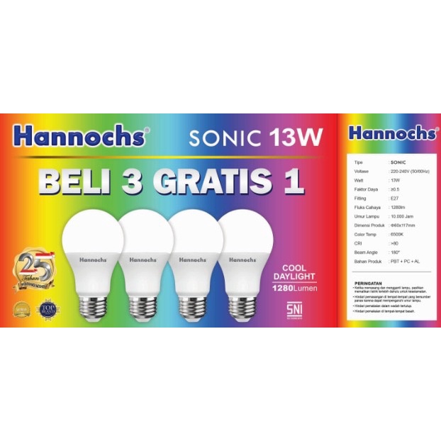 HANNOCHS Sonic Bohlam LED Multipack 4in1 - 13 Watt (13W) CDL HANNOCHS Sonic Bohlam LED Multipack 4in1 - 13 Watt (13W) CDL