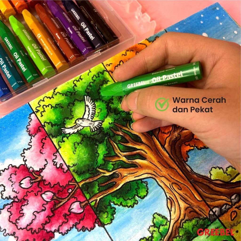 GREEBEL Crayon Kids Oil Pastels - 18C (Pilihan Lengkap & Mudah Digunakan Anak)