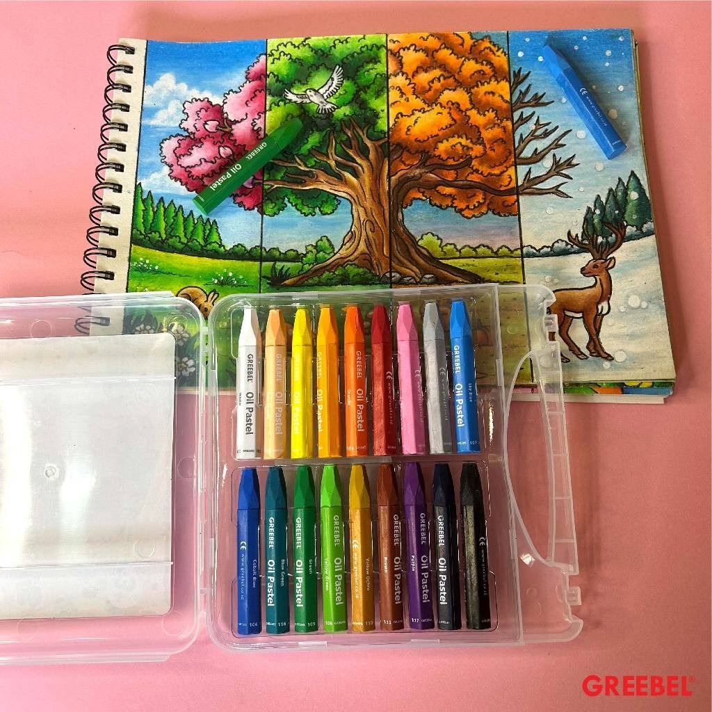 GREEBEL Crayon Kids Oil Pastels - 18C (Pilihan Lengkap & Mudah Digunakan Anak)