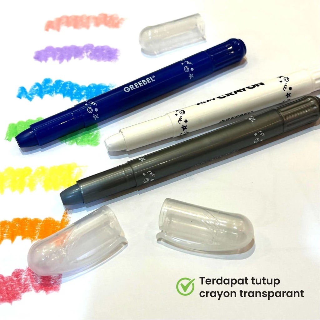 GREEBEL Silky Crayon Premium - 48C (Pilihan Lengkap & Mudah Digunakan Anak)