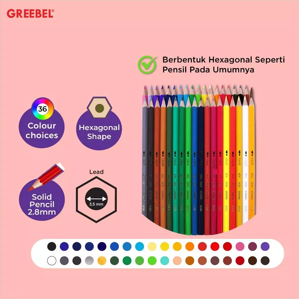 GREEBEL Classic Colour Pencils 7036 - 36C (Pensil Warna Original & Berkualitas)