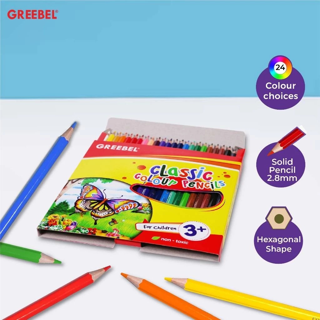 GREEBEL Classic Colour Pencils 7024 - 24C (Pensil Warna Original & Berkualitas)