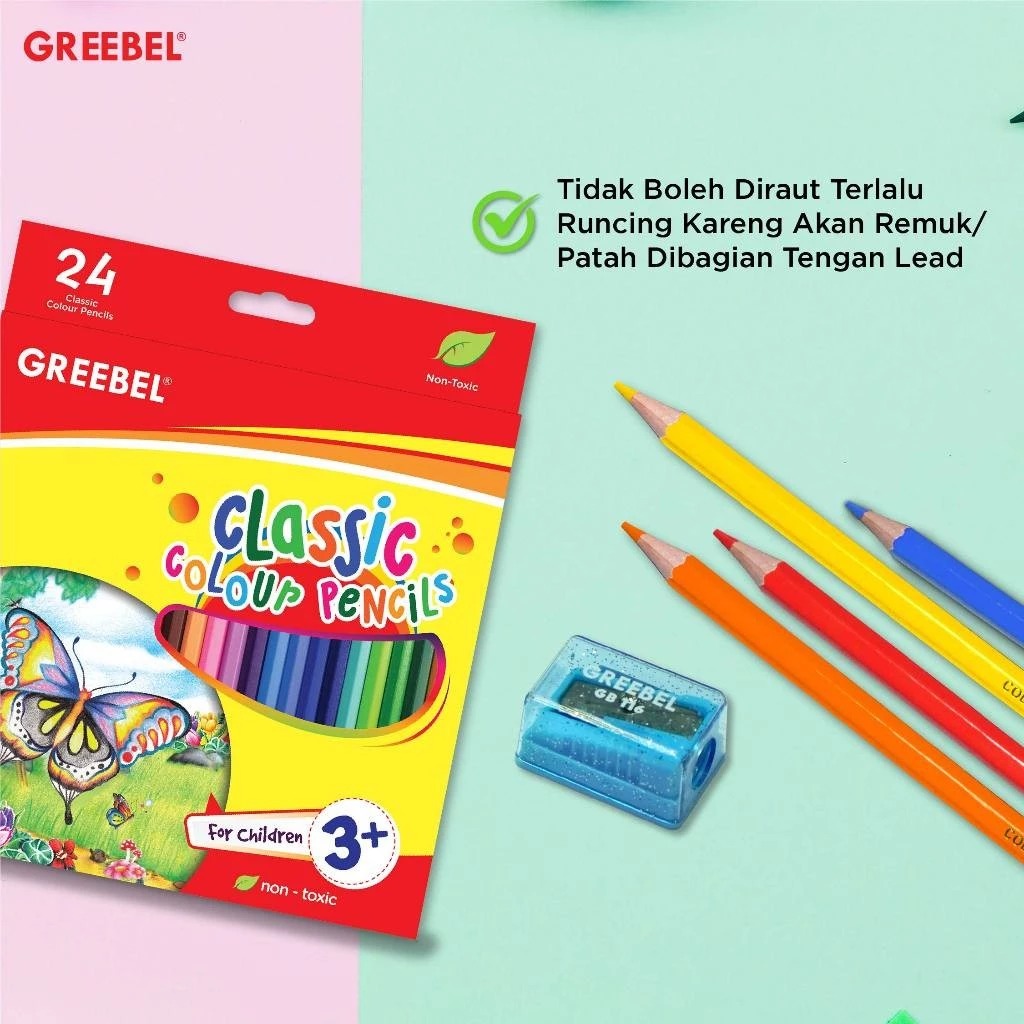 GREEBEL Classic Colour Pencils 7024 - 24C (Pensil Warna Original & Berkualitas)