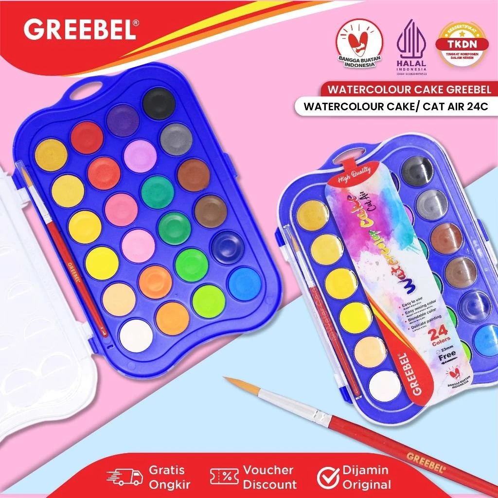 GREEBEL Watercolor Cake - 24C (Cat Air Mudah Digunakan & Berkualitas) GREEBEL Watercolor Cake - 24C (Cat Air Mudah Digunakan & Berkualitas)