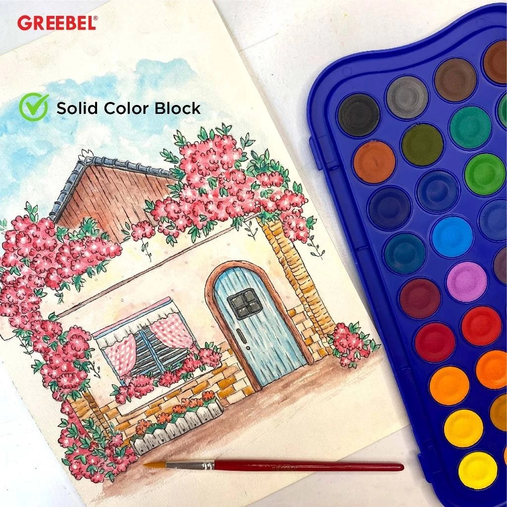 GREEBEL Watercolor Cake - 24C (Cat Air Mudah Digunakan & Berkualitas)