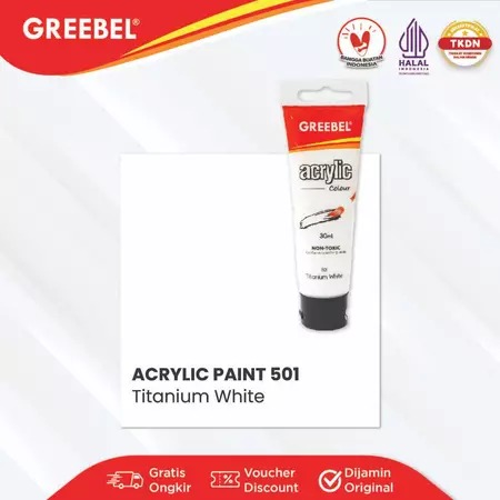 GREEBEL Acrylic Paint Colour 30ml - 501 Titanium White (Cat Akrilik Single Colour)
