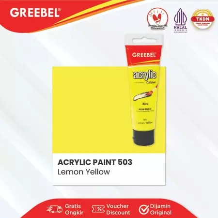 GREEBEL Acrylic Paint Colour 30ml - 503 Yellow Lemon (Cat Akrilik Single Colour)
