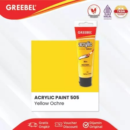 GREEBEL Acrylic Paint Colour 30ml - 505 Yellow Orche (Cat Akrilik Single Colour)