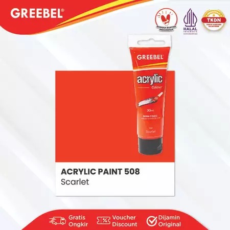 GREEBEL Acrylic Paint Colour 30ml - 508 Scarlet (Cat Akrilik Single Colour)