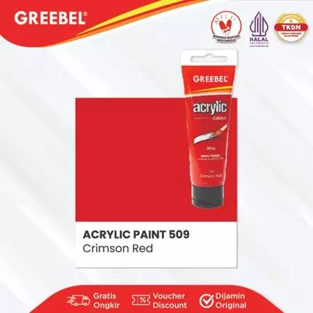 GREEBEL Acrylic Paint Colour 30ml - 509 Crimson Red (Cat Akrilik Single Colour)