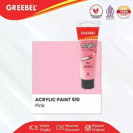 GREEBEL Acrylic Paint Colour 30ml - 510 Pink (Cat Akrilik Single Colour)
