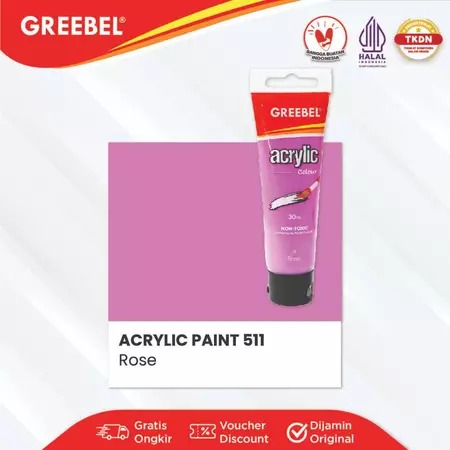GREEBEL Acrylic Paint Colour 30ml - 511 Rose (Cat Akrilik Single Colour)