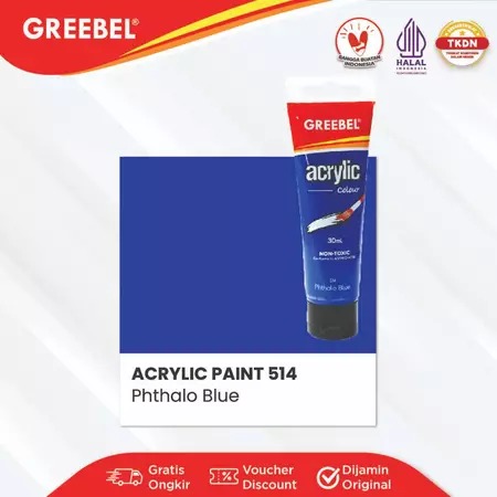 GREEBEL Acrylic Paint Colour 30ml - 514 Phthalo Blue (Cat Akrilik Single Colour)