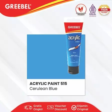 GREEBEL Acrylic Paint Colour 30ml - 515 Cerulean Blue (Cat Akrilik Single Colour)