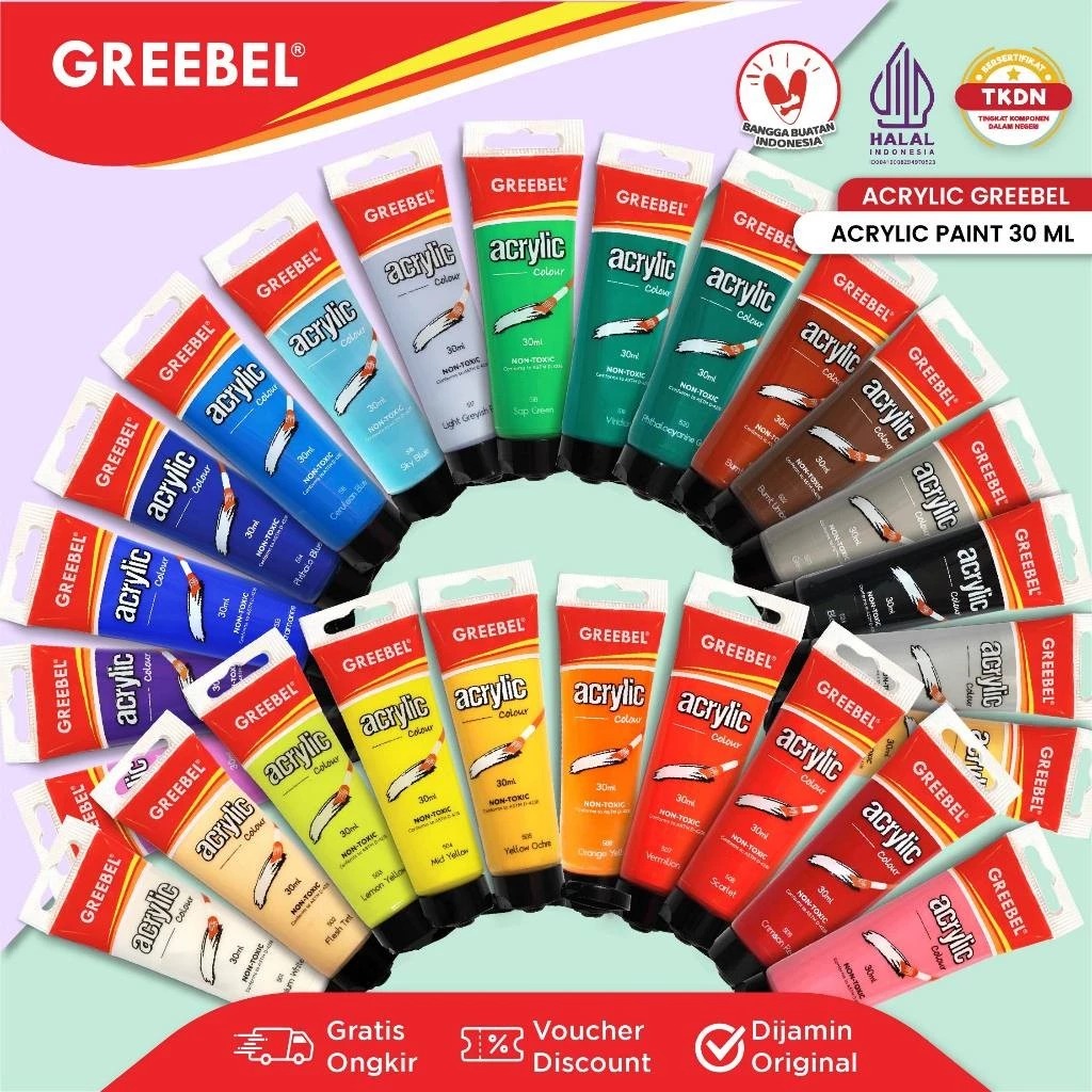 GREEBEL Acrylic Paint Colour 30ml - 515 Cerulean Blue (Cat Akrilik Single Colour)