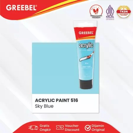 GREEBEL Acrylic Paint Colour 30ml - 516 Sky Blue (Cat Akrilik Single Colour)