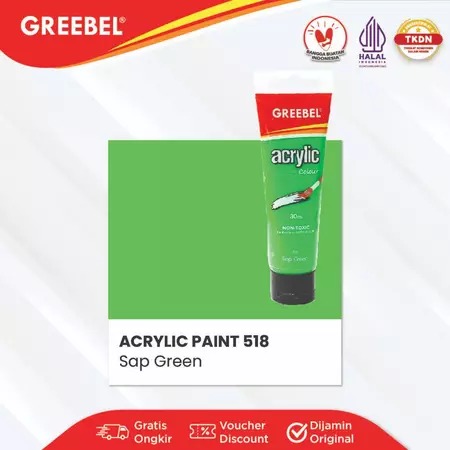 GREEBEL Acrylic Paint Colour 30ml - 518 Sap Green (Cat Akrilik Single Colour)
