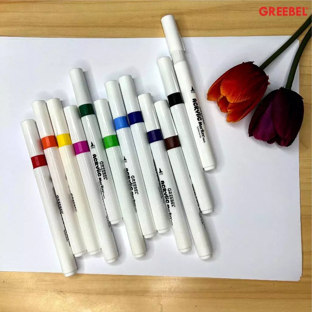 GREEBEL Acrylic Marker Single Head - 12C (Spidol Akrilik 1 Ujung Tahan Lama)