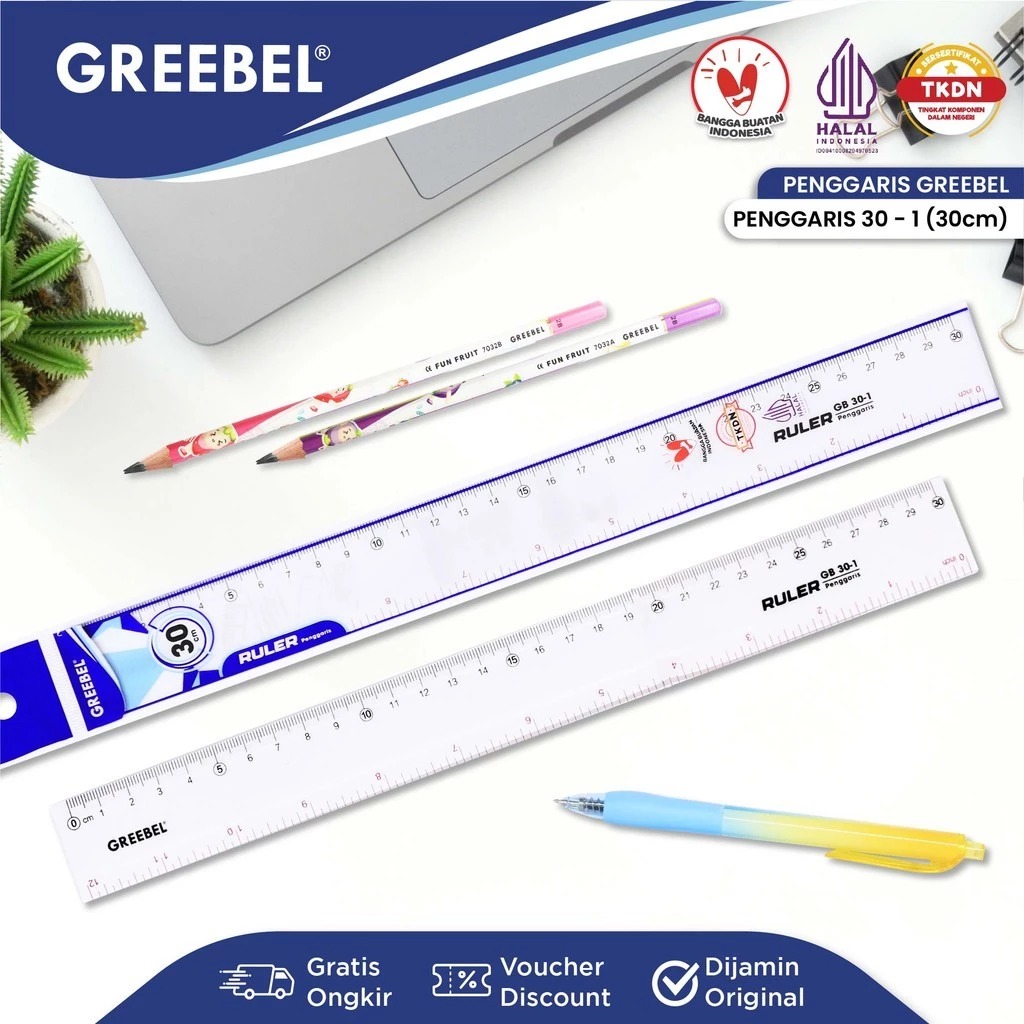 GREEBEL Ruler / Penggaris Plastik Transparan - 30cm (30-1) Alat Ukur Presisi & Praktis GREEBEL Ruler / Penggaris Plastik Transparan - 30cm (30-1) Alat Ukur Presisi & Praktis