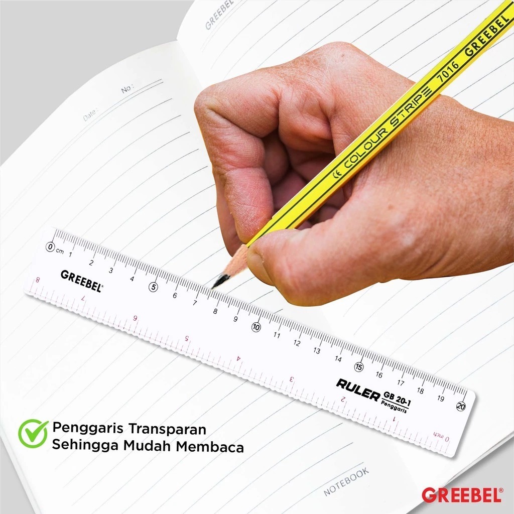 GREEBEL Ruler / Penggaris Plastik Transparan - 30cm (30-1) Alat Ukur Presisi & Praktis