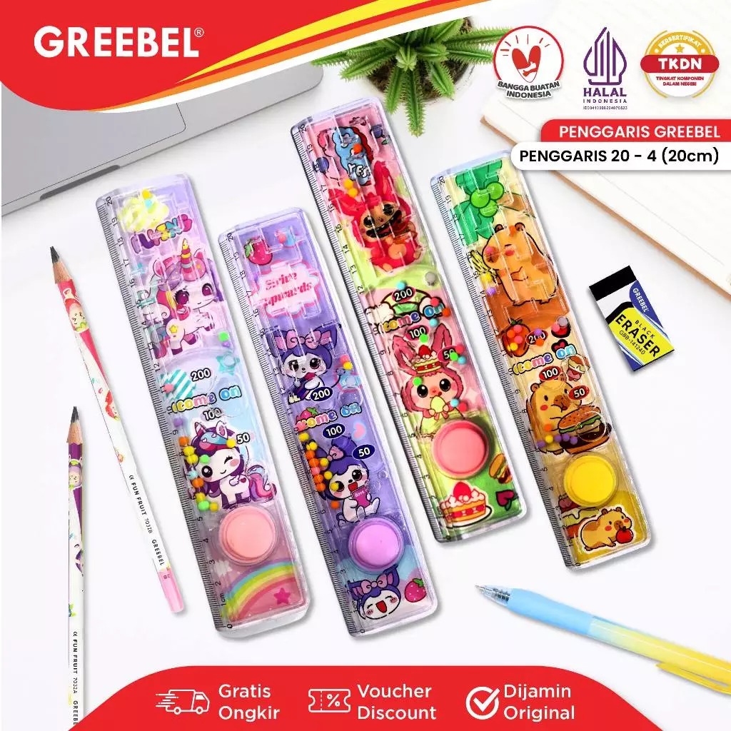 GREEBEL Penggaris Anak Karakter Mini Games 20cm - Ruler Games (20-4) Penggaris Karakter Lucu GREEBEL Penggaris Anak Karakter Mini Games 20cm - Ruler Games (20-4) Penggaris Karakter Lucu