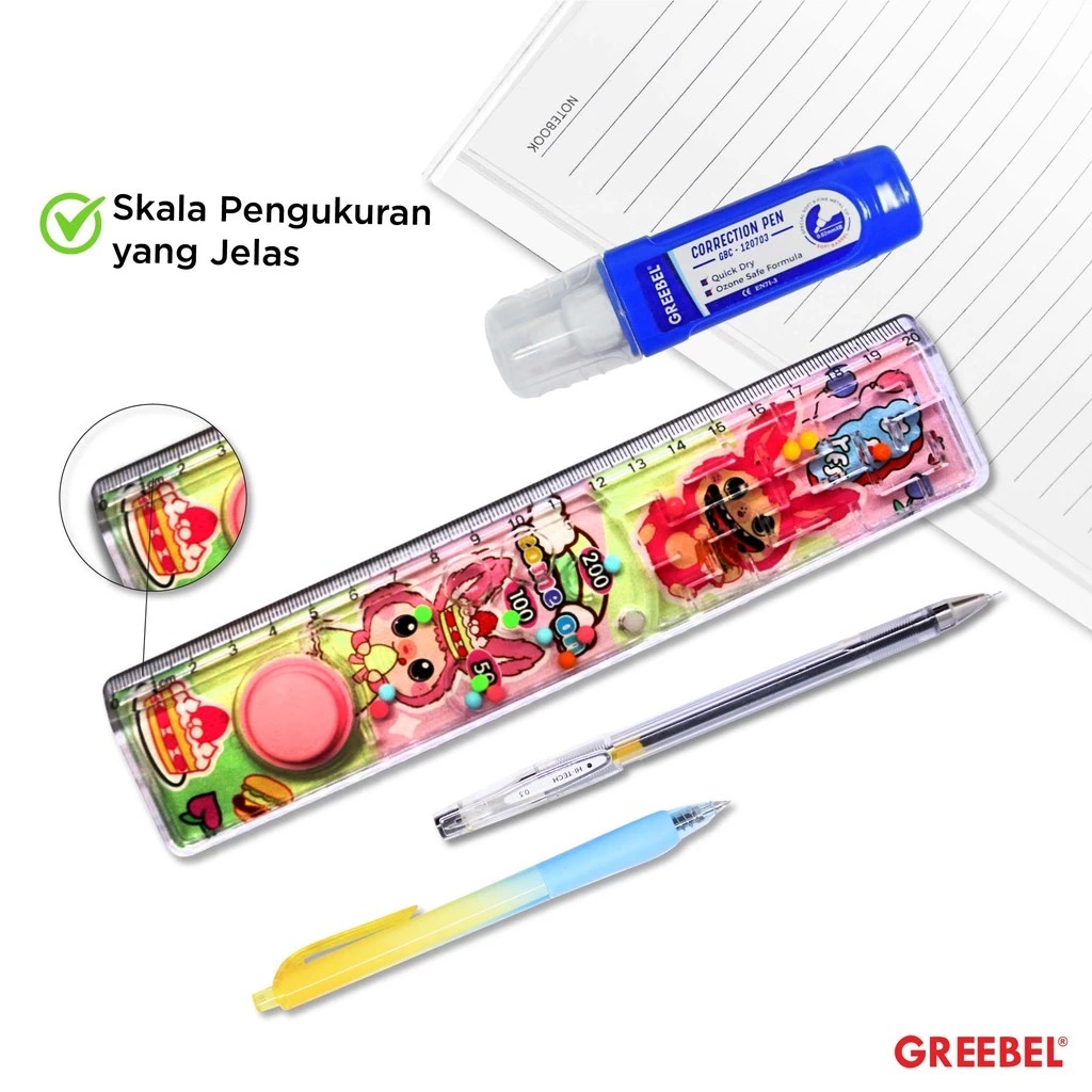 GREEBEL Penggaris Anak Karakter Mini Games 20cm - Ruler Games (20-4) Penggaris Karakter Lucu