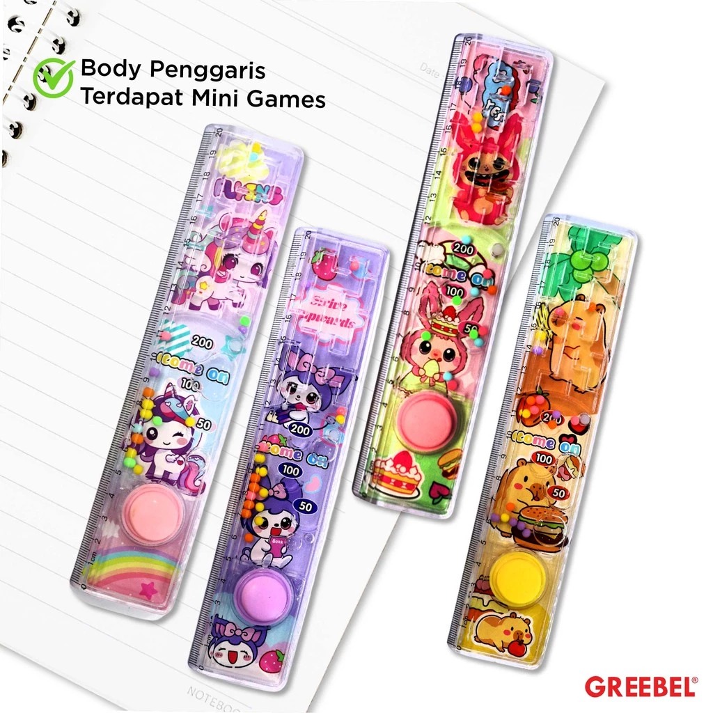 GREEBEL Penggaris Anak Karakter Mini Games 20cm - Ruler Games (20-4) Penggaris Karakter Lucu