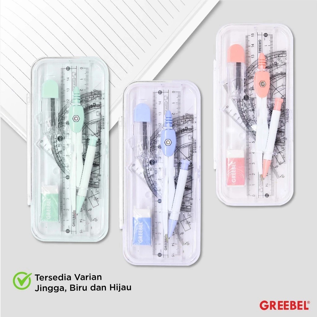 GREEBEL Jangka Set Matematika - C3305 (1 Set Jangka + Alat Ukur Penggaris )